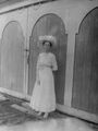 1911 Luella Bassler Wright in Front of Barn Door Wright farm Berne NY.jpg